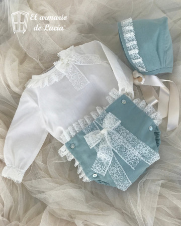 Cubrepañal, blusa manga larga y capota Anaís