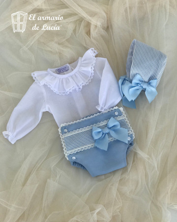 Cubrepañal, blusa manga larga y capota Paradise