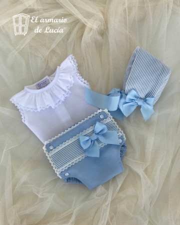 Cubrepañal, blusa manga sisa y capota Paradise